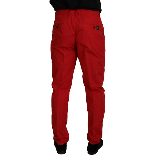 Dolce & Gabbana Red Cotton Slim Fit Trousers Chinos Pants PAN73276- 44