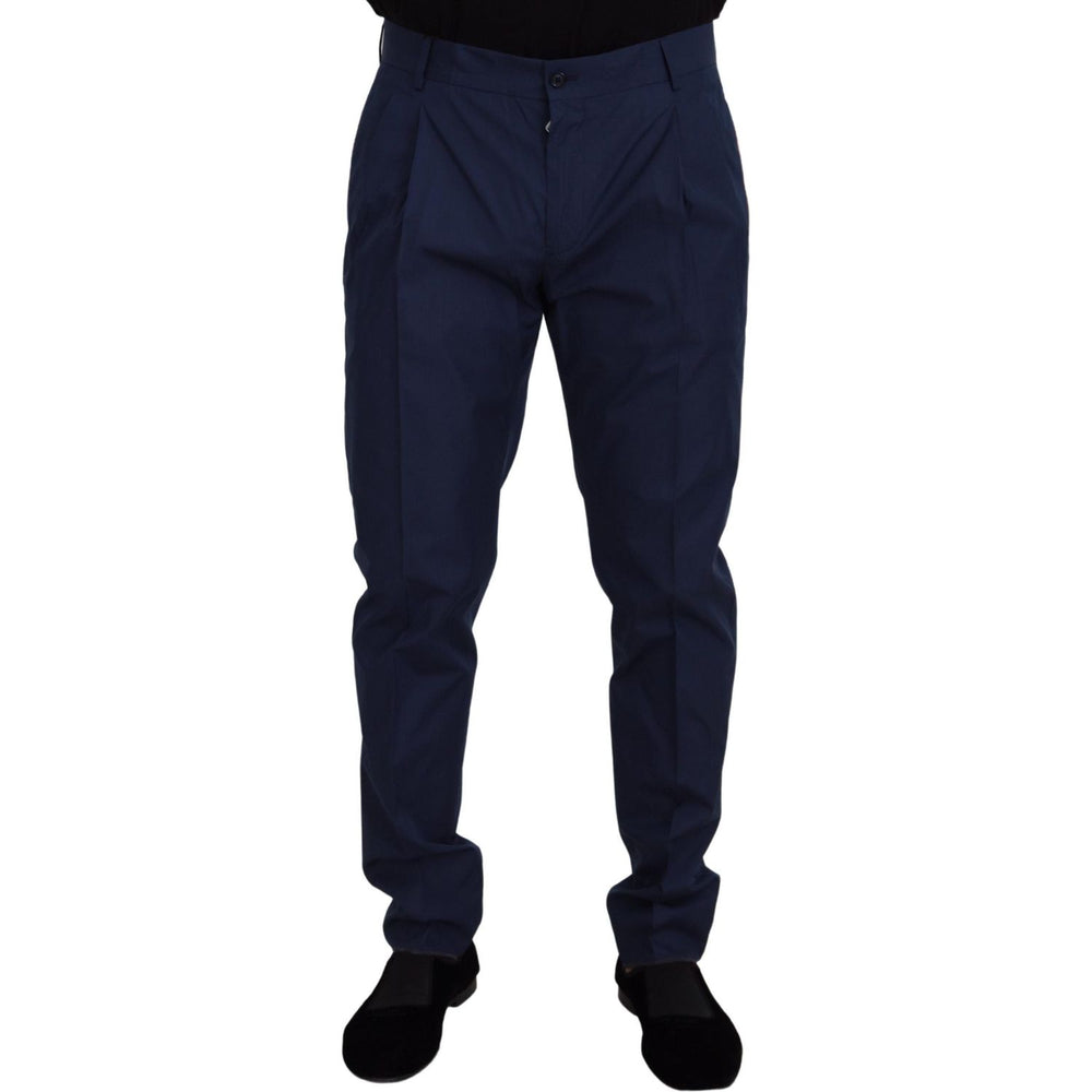Dolce & Gabbana Blue Cotton Silk Trousers Chinos Pants PAN73279- 52