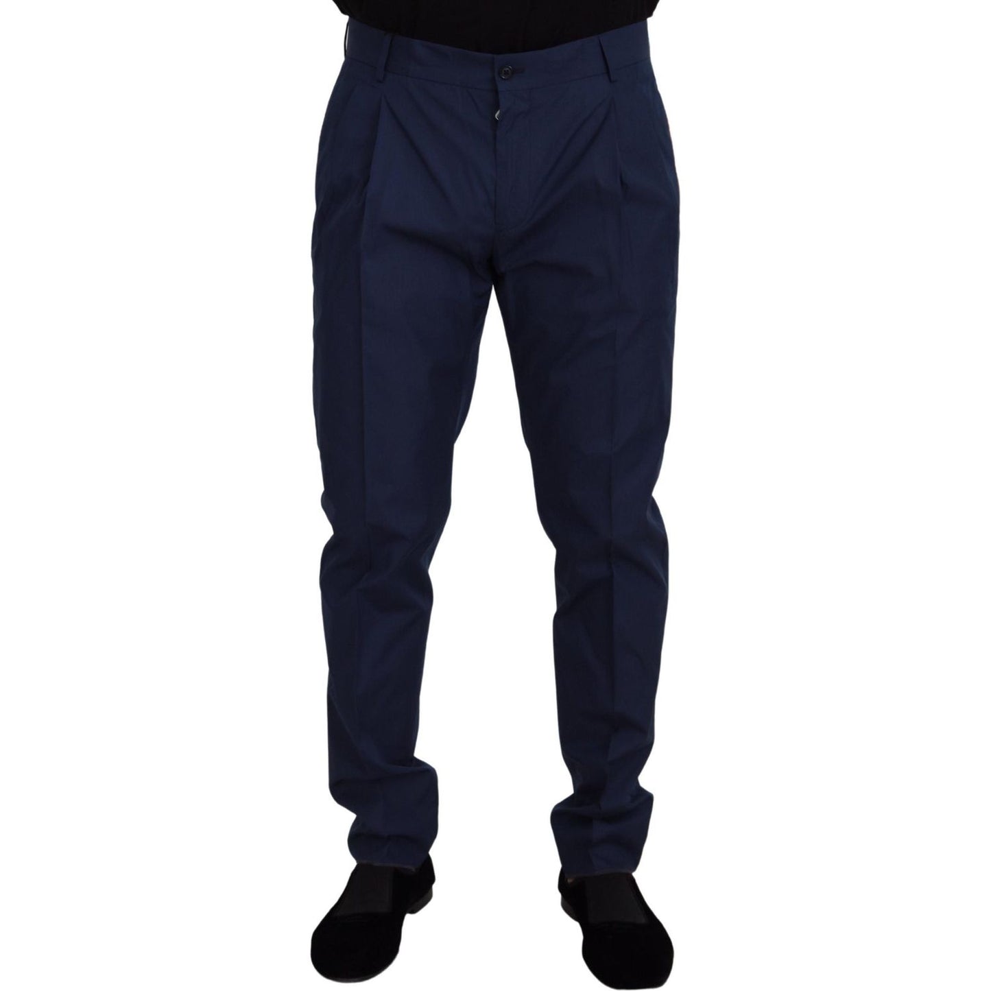 Dolce & Gabbana Blue Cotton Silk Trousers Chinos Pants PAN73279- 52