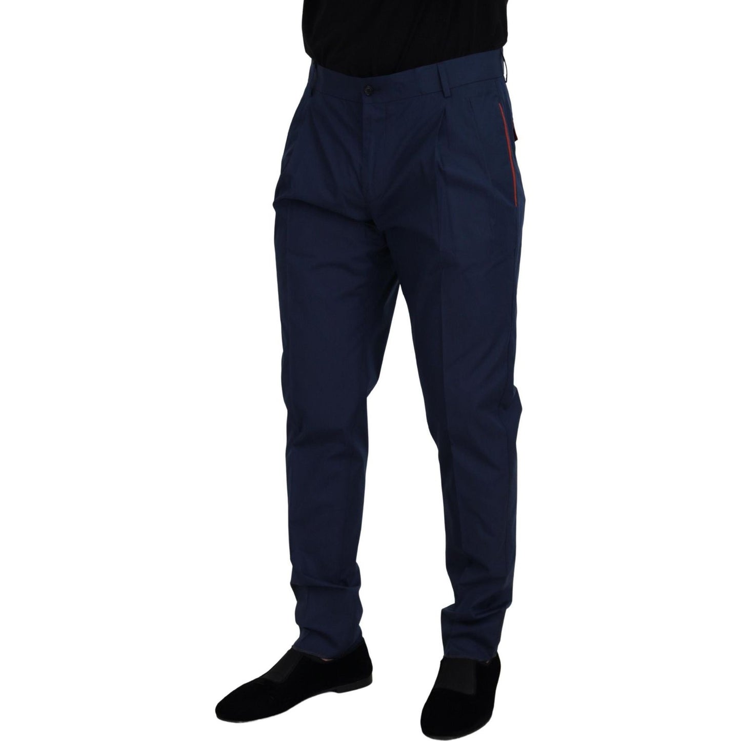 Dolce & Gabbana Blue Cotton Silk Trousers Chinos Pants PAN73279- 52