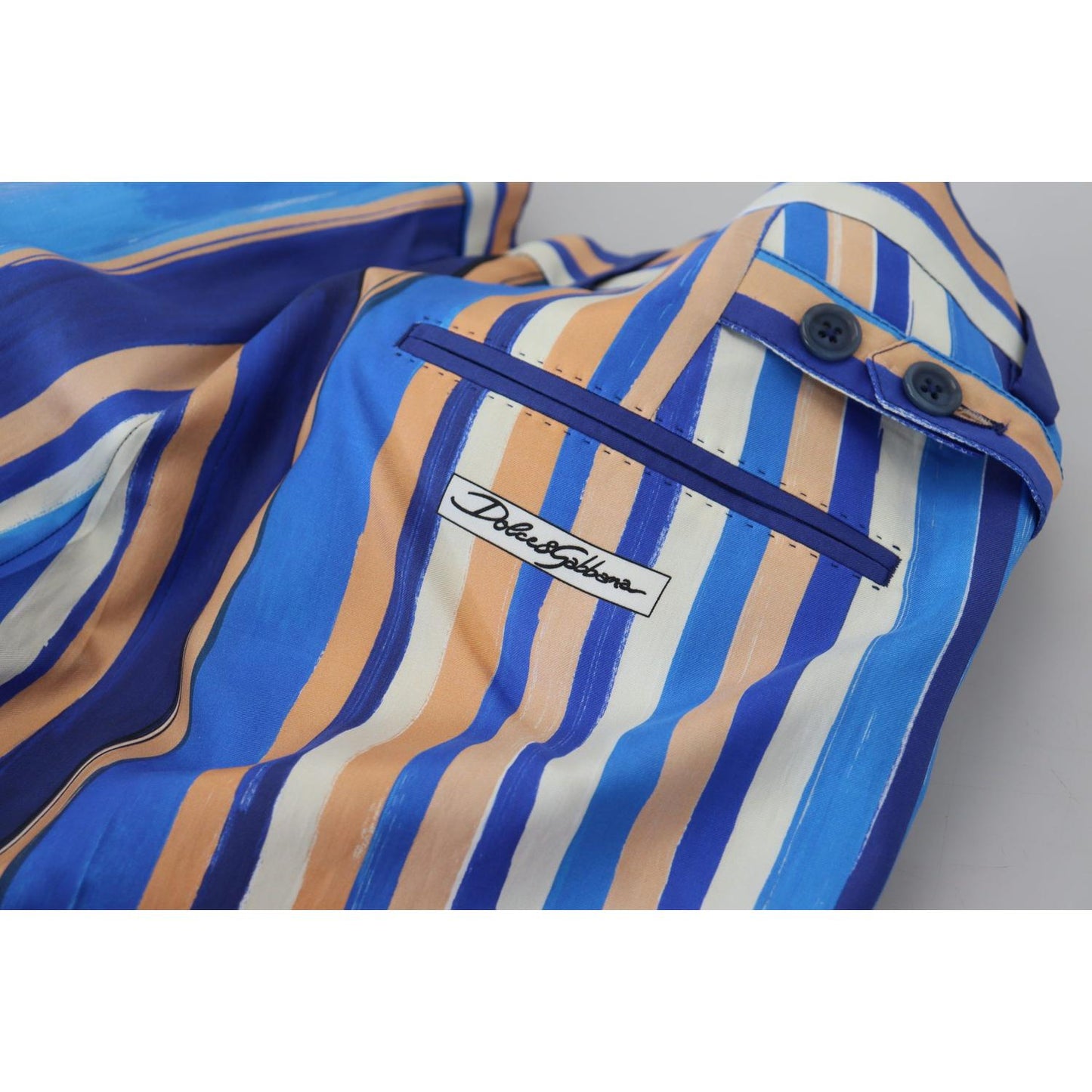 Dolce & Gabbana Blue Striped Silk Cotton Slim Trousers Pants PAN73284- 46