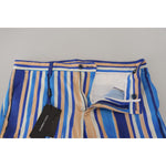 Dolce & Gabbana Blue Striped Silk Cotton Slim Trousers Pants PAN73284- 46