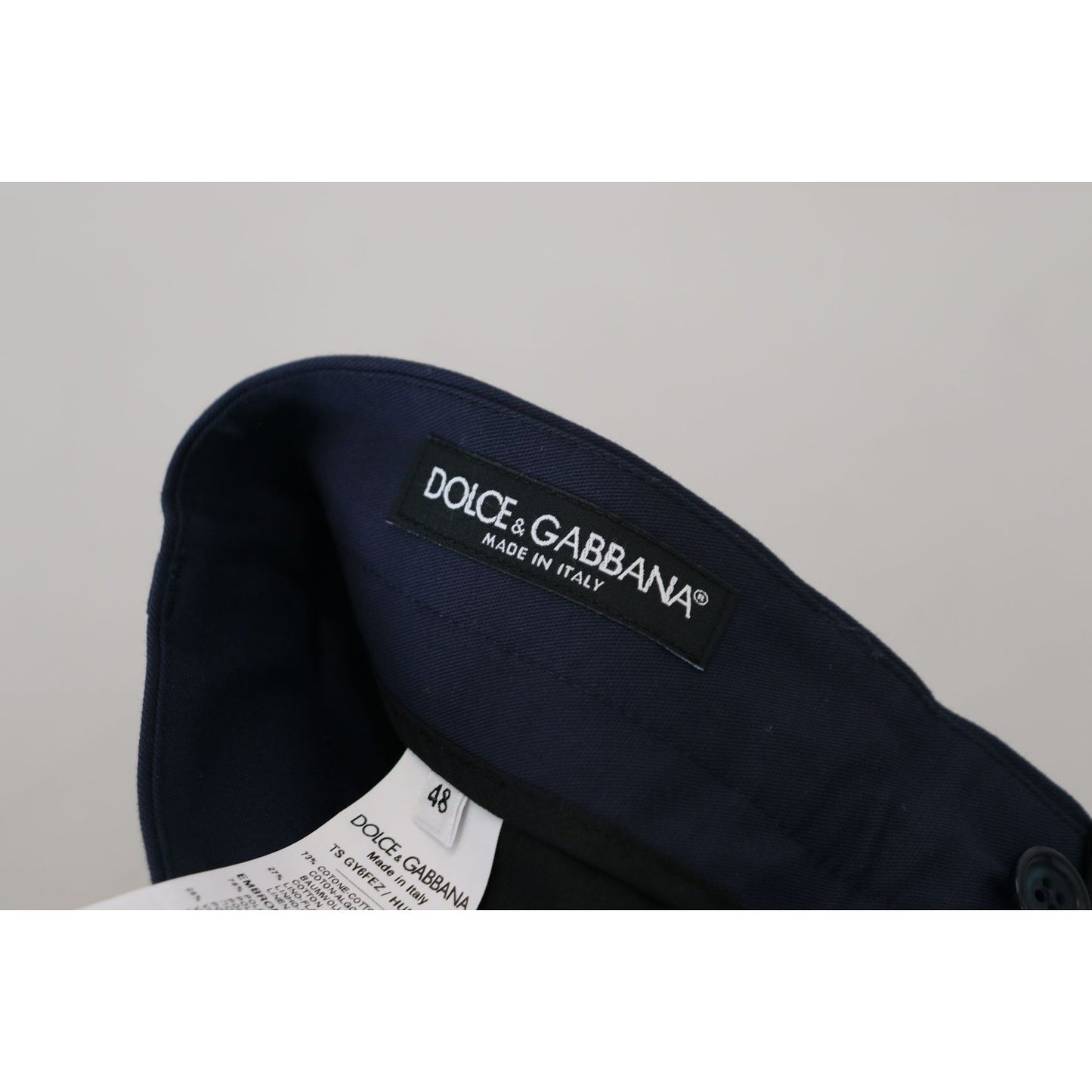 Dolce & Gabbana Blue Linen Cotton Slim Trousers Chinos Pants PAN73341- 48