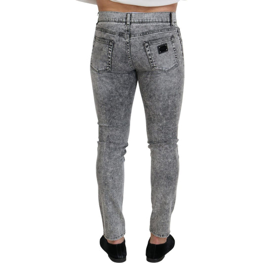 Dolce & Gabbana Gray Slim Fit Wash Stretch Cotton Denim Jeans PAN73359- 44