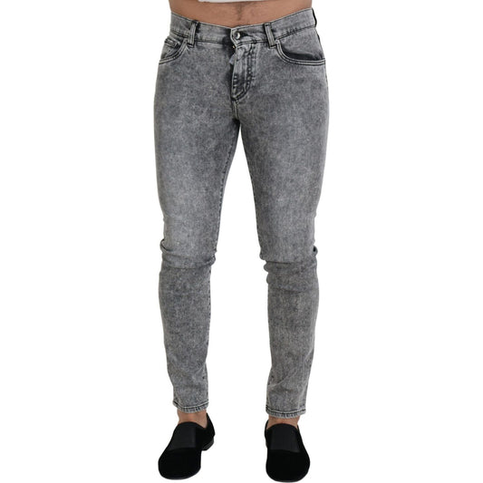 Dolce & Gabbana Gray Slim Fit Wash Stretch Cotton Denim Jeans PAN73359- 44