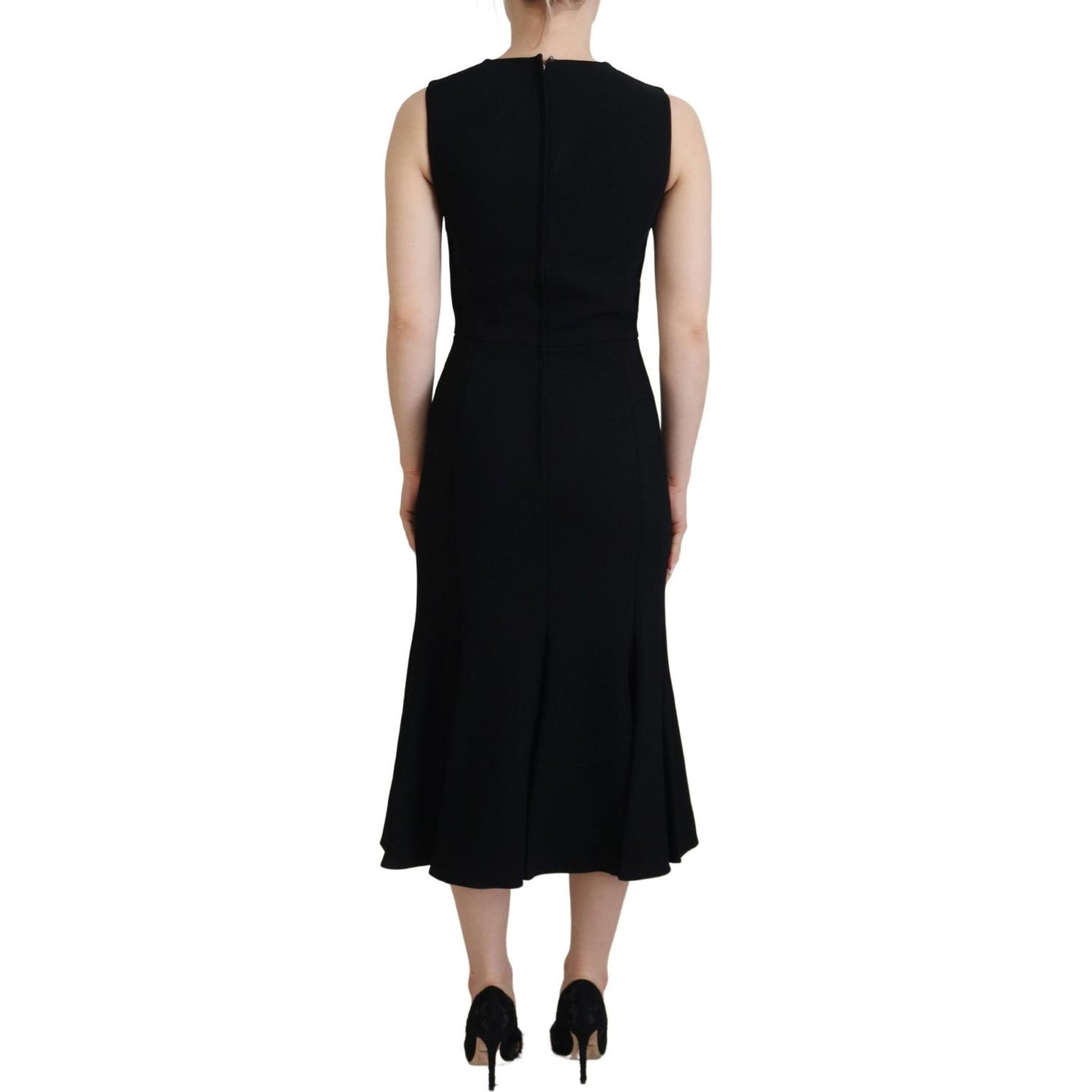 Dolce & Gabbana Black Dress Sheath Flare Viscose Dress