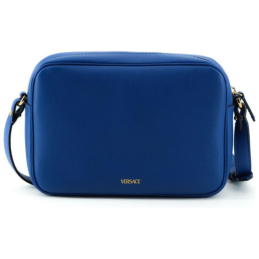 Versace Elegant Blue Calf Leather Camera Case Bag 8054712655630