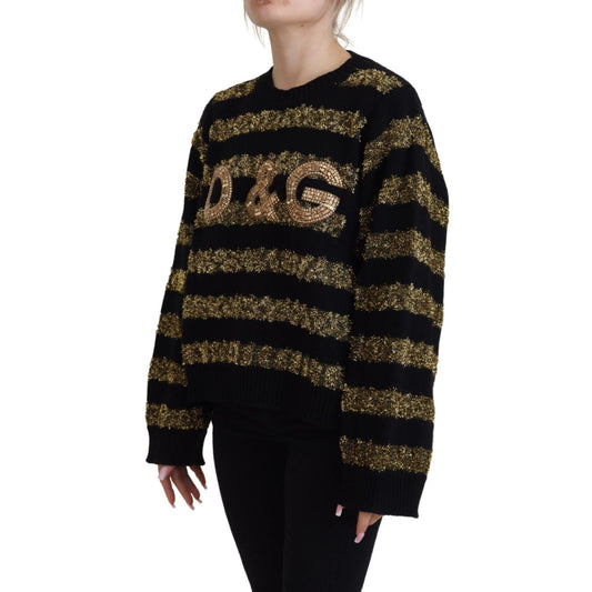Dolce & Gabbana Black Gold D&G Crystal Cashmere Sweater TSH82976- 38