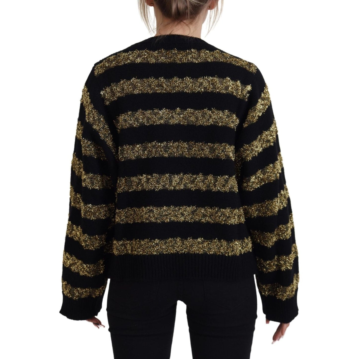 Dolce & Gabbana Black Gold D&G Crystal Cashmere Sweater TSH82976- 38