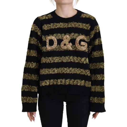Dolce & Gabbana Black Gold D&G Crystal Cashmere Sweater TSH82976- 38