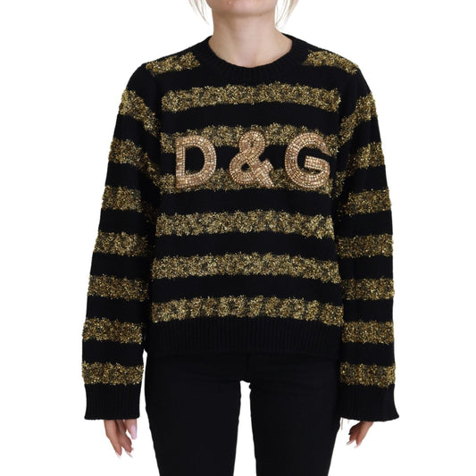 Dolce & Gabbana Black Gold D&G Crystal Cashmere Sweater TSH82976- 38