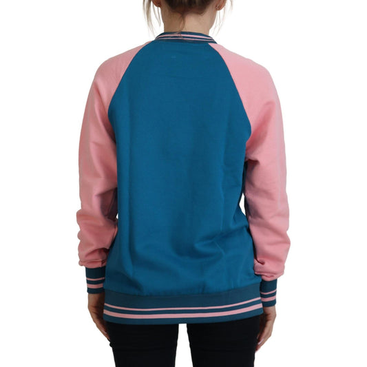 Dolce & Gabbana Blue Pink Queen Sequin Crystal Sweater TSH82978- 36
