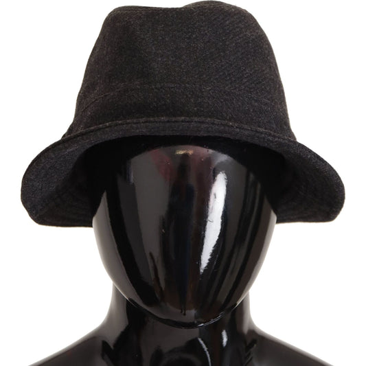 Dolce & Gabbana Gray Virgin Wool Logo Fedora Trilby Cappello Hat HAT9297- 56
