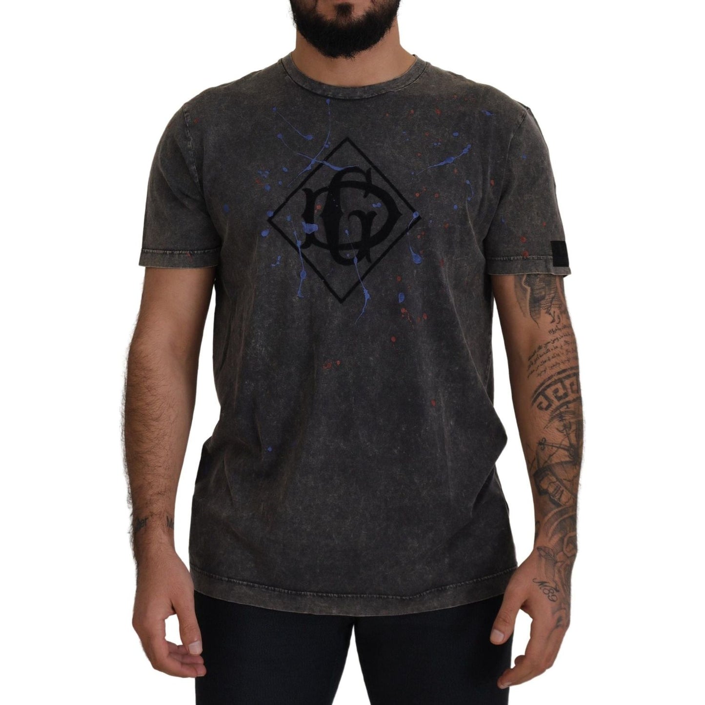 Dolce & Gabbana Gray Discolored Effect DG Logo T-shirt TSH8120 - 54