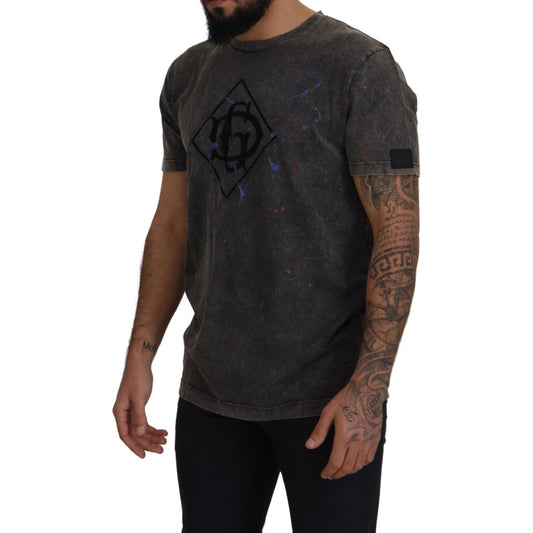 Dolce & Gabbana Gray Discolored Effect DG Logo T-shirt TSH8120 - 54
