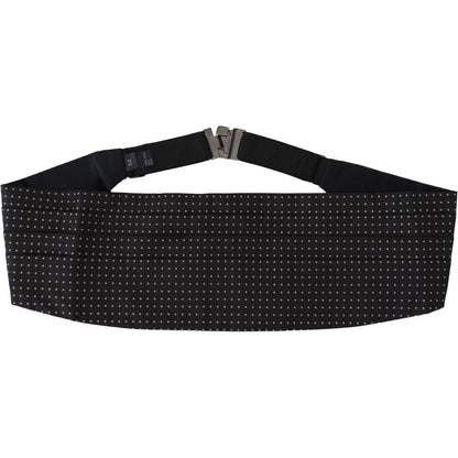 Dolce & Gabbana Black Polka Dot Wide Waist Men Belt Cummerband