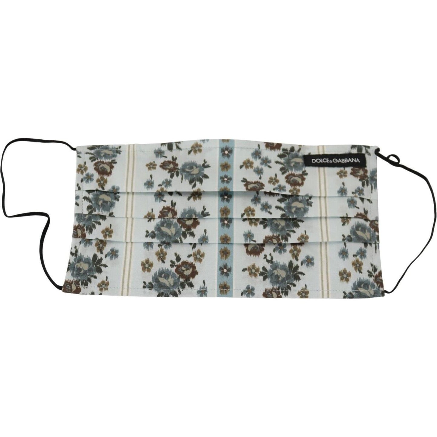 Dolce & Gabbana White Floral Cotton Pleated Elastic Ear Strap Face Mask SMY101001