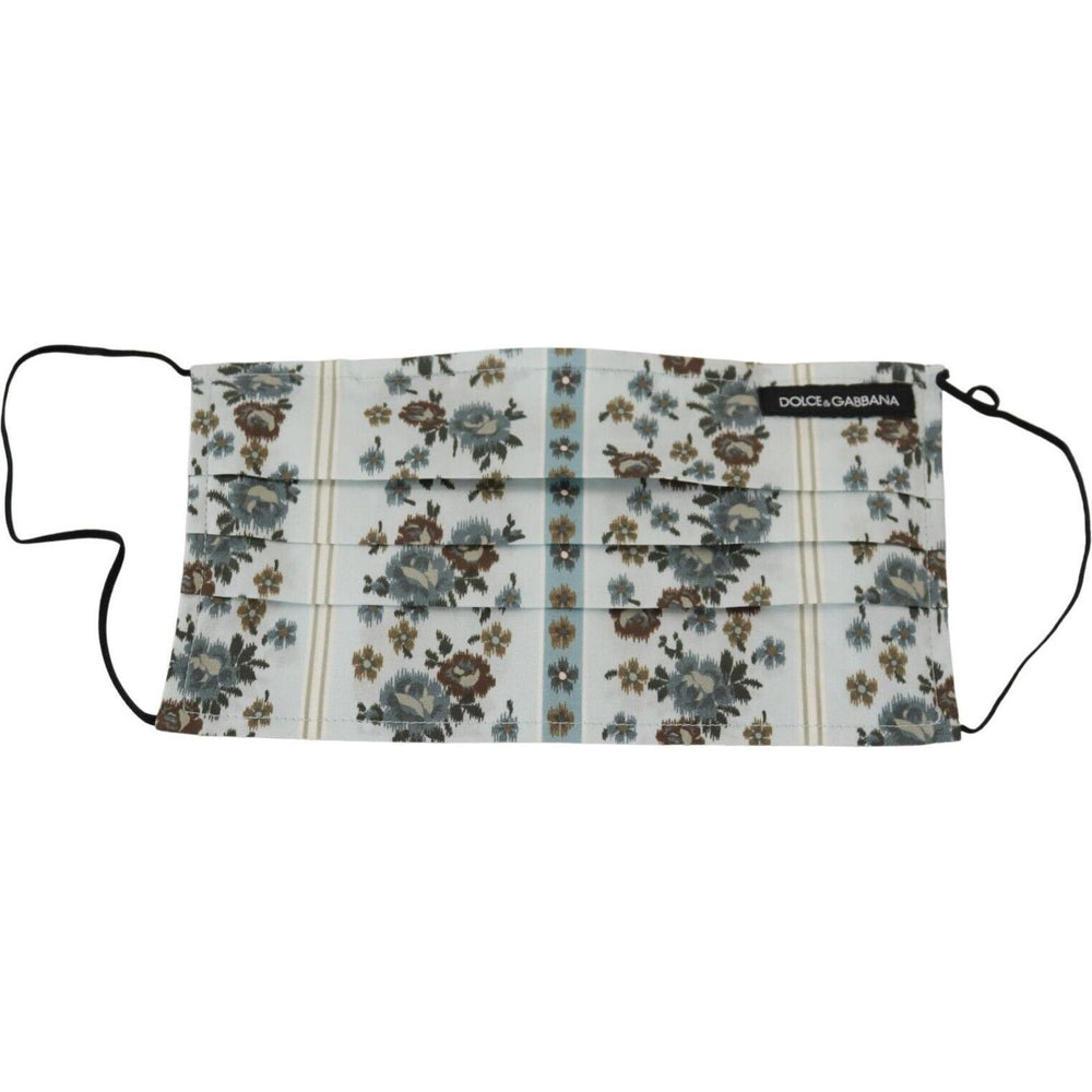 Dolce & Gabbana White Floral Cotton Pleated Elastic Ear Strap Face Mask SMY101001