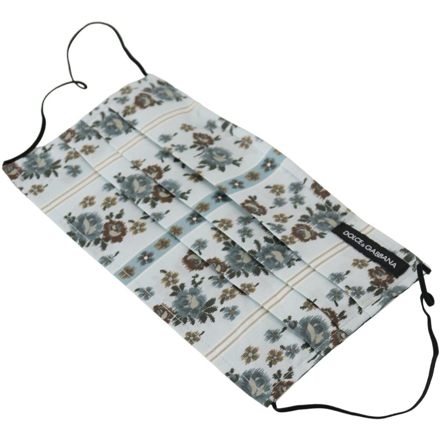 Dolce & Gabbana White Floral Cotton Pleated Elastic Ear Strap Face Mask SMY101001