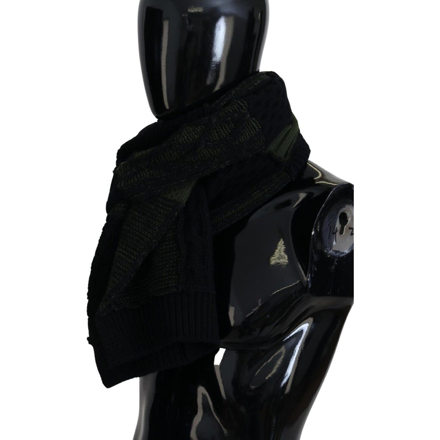 Dolce & Gabbana Black Green Knitted Men Neck Wrap Shawl Scarf MS6825