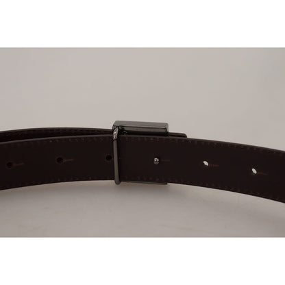 Dolce & Gabbana Gold Leather Silver Square Metal Buckle Belt