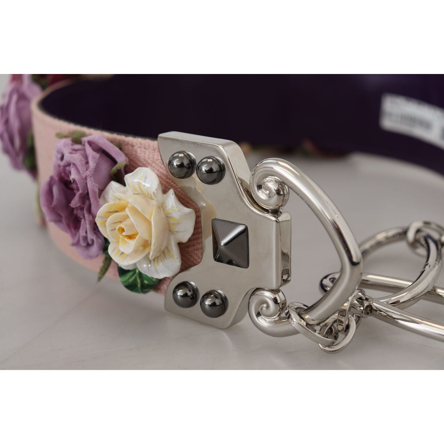 إكسسوار حزام كتف من الجلد باللون البيج المزهر من دولتشي آند غابانا