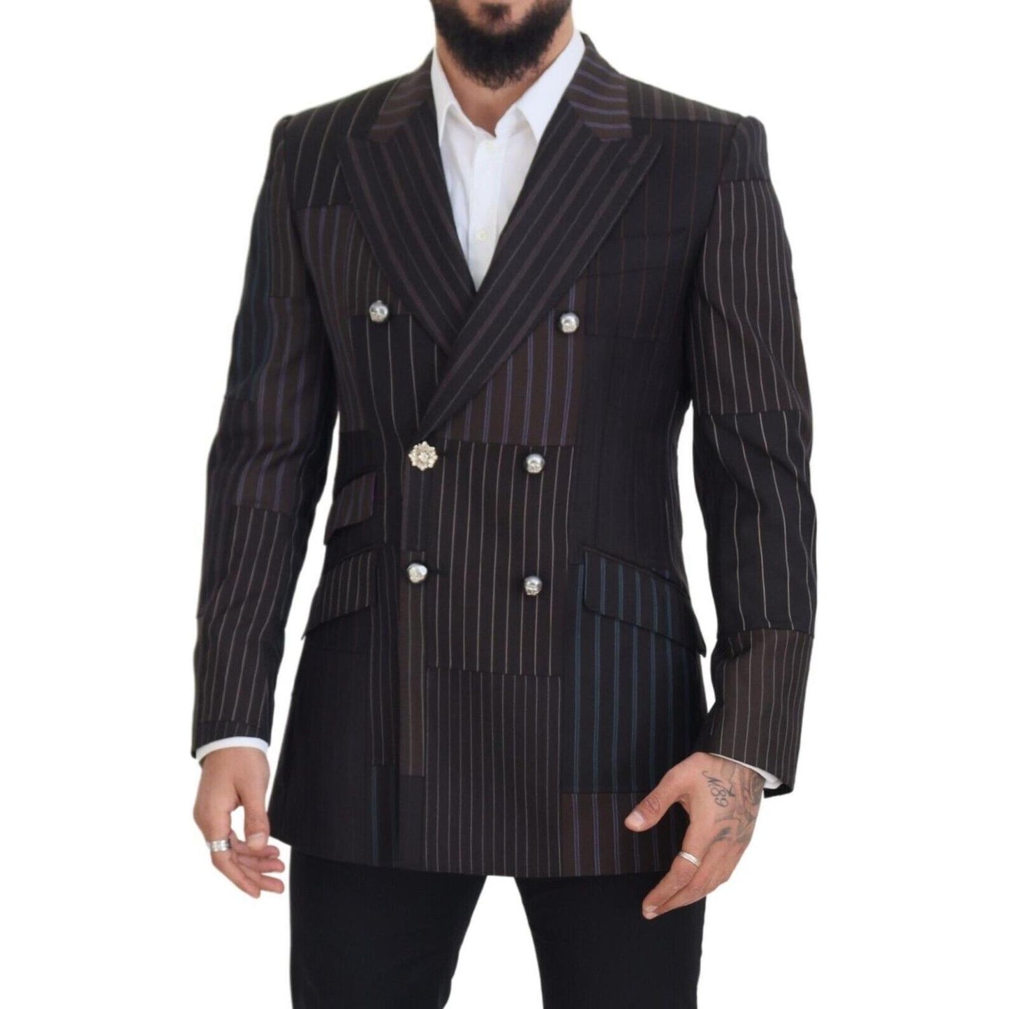 Dolce & Gabbana Multicolor Patchwork Stripes SICILIA Blazer JKT3439 - 50