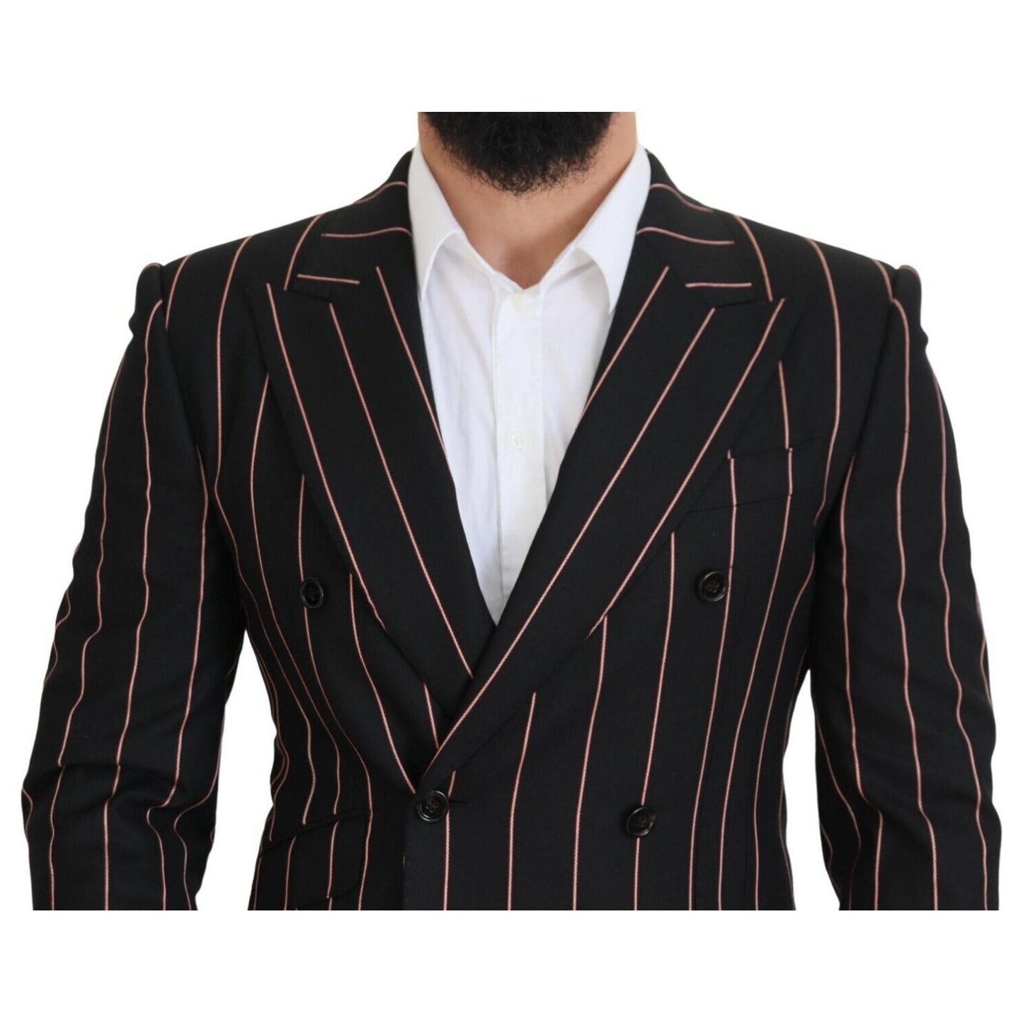 Dolce & Gabbana Black Stripes Viscose Double Breasted Blazer JKT3435 - 48