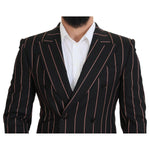 Dolce & Gabbana Black Stripes Viscose Double Breasted Blazer JKT3435 - 48