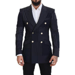 Dolce & Gabbana Blue Wool Patchwork Double Breasted Blazer JKT3433 - 48