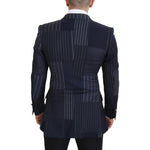 Dolce & Gabbana Blue Wool Patchwork Double Breasted Blazer JKT3433 - 48