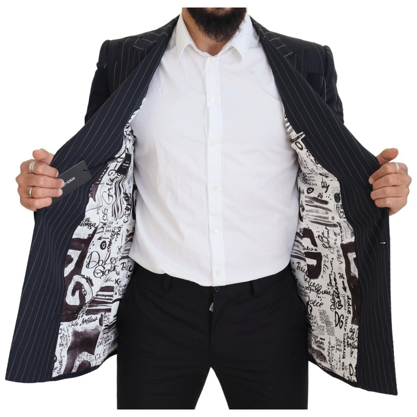 Dolce & Gabbana Blue Wool Patchwork Double Breasted Blazer JKT3433 - 48
