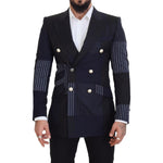 Dolce & Gabbana Blue Wool Patchwork Double Breasted Blazer JKT3452 - 46