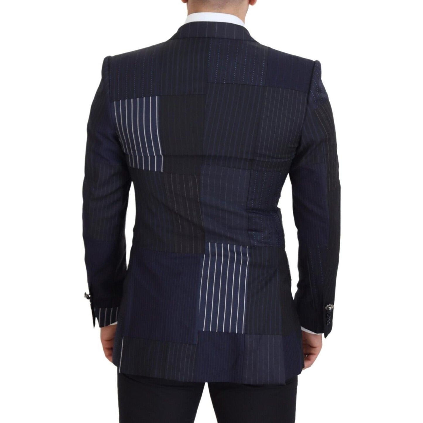 Dolce & Gabbana Blue Wool Patchwork Double Breasted Blazer JKT3452 - 46