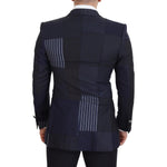 Dolce & Gabbana Blue Wool Patchwork Double Breasted Blazer JKT3452 - 46