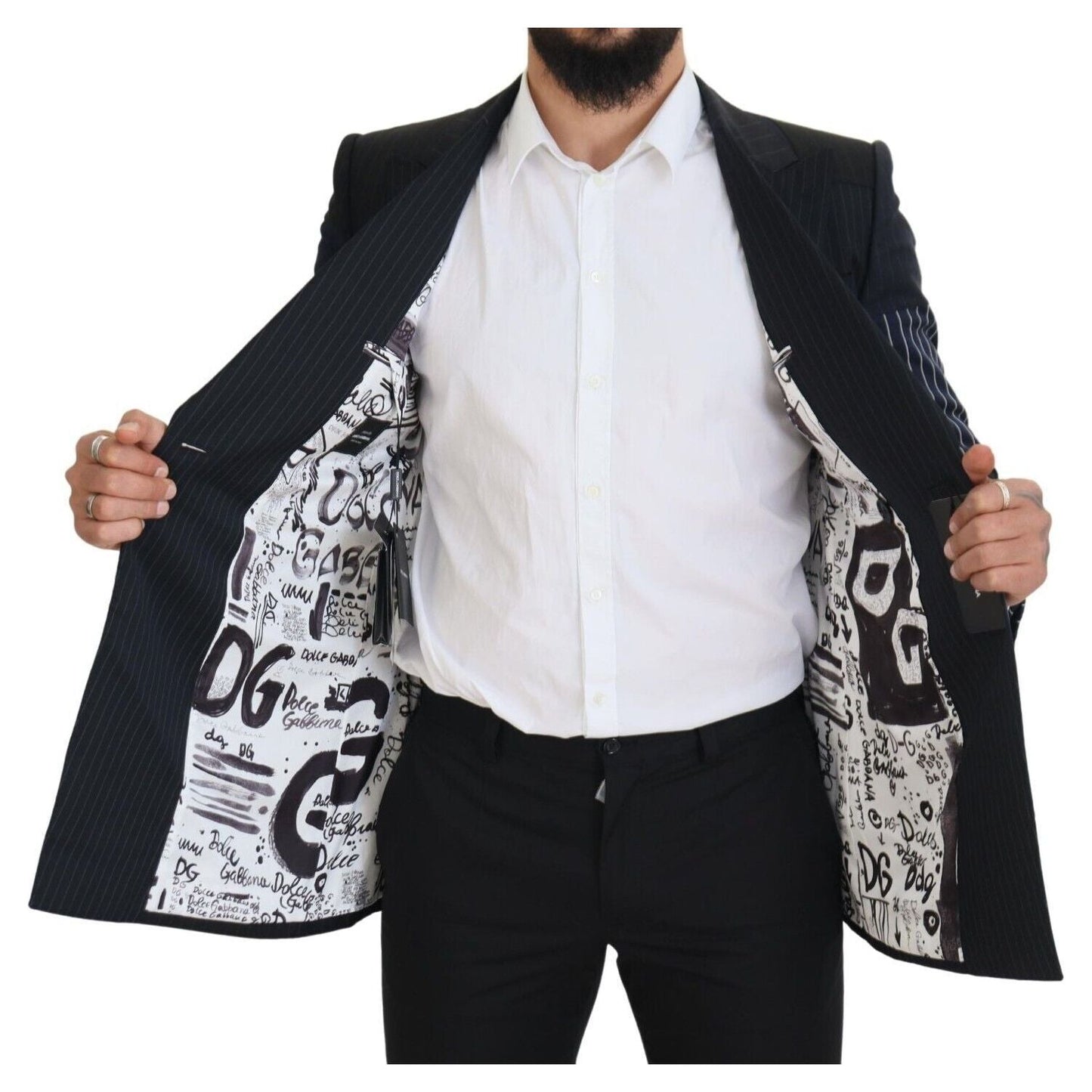Dolce & Gabbana Blue Wool Patchwork Double Breasted Blazer JKT3452 - 46