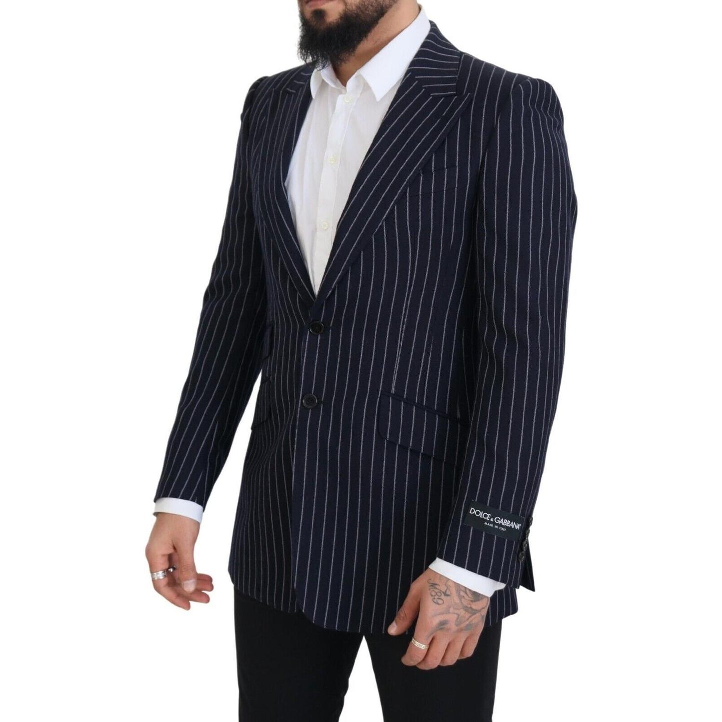 Dolce & Gabbana Dark Blue Stripe Wool Single Breasted Blazer JKT3455 - 48