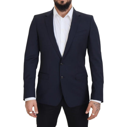 Dolce & Gabbana Dark Blue Wool Single Breasted MARTINI Blazer