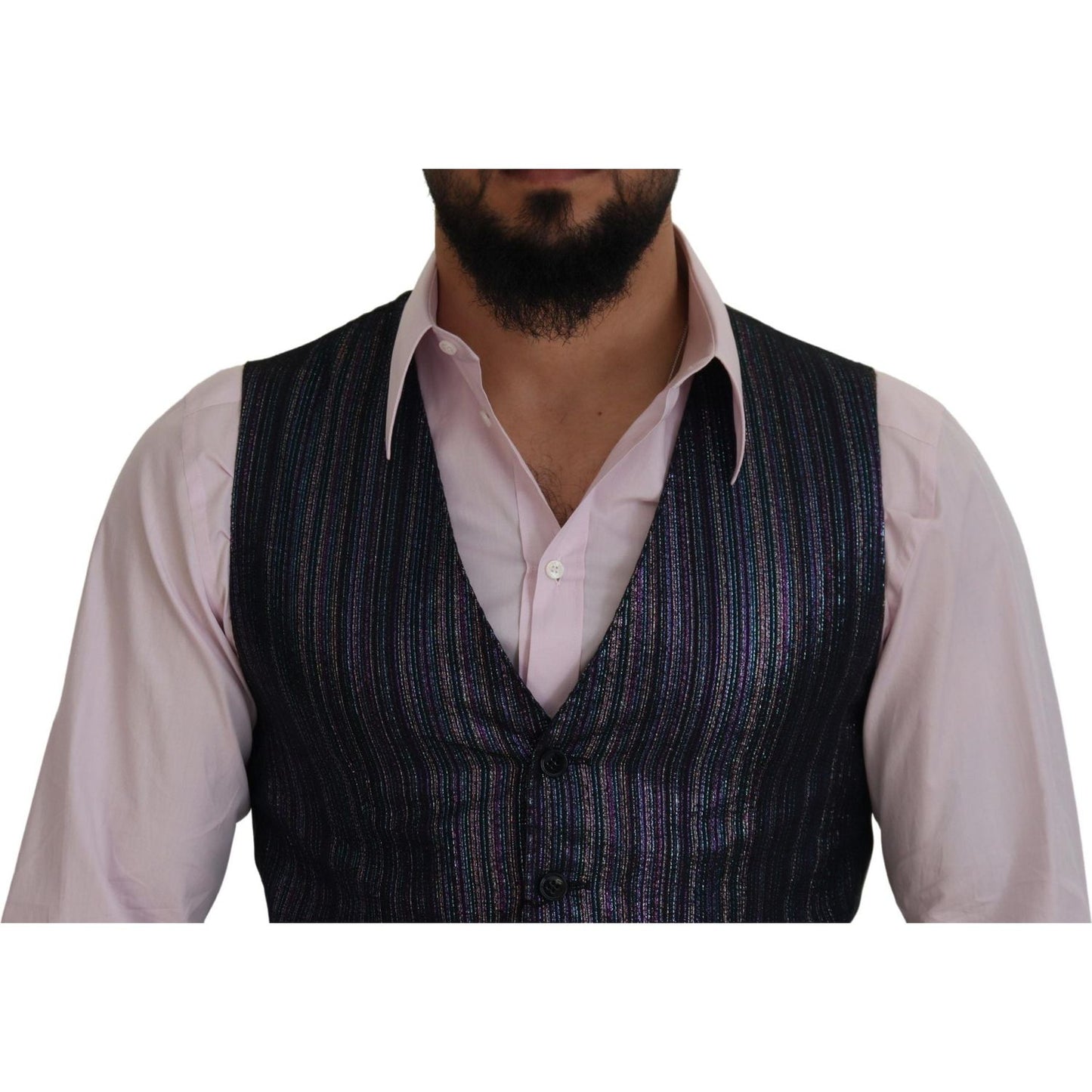 Dolce & Gabbana Multicolor Polyester Waistcoat Dress Formal Vest TSH83315 - 48