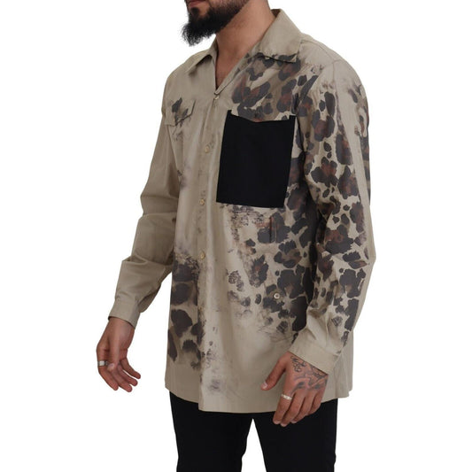 Dolce & Gabbana Beige Camouflage Cotton Long Sleeves Shirt TSH83168 - 40