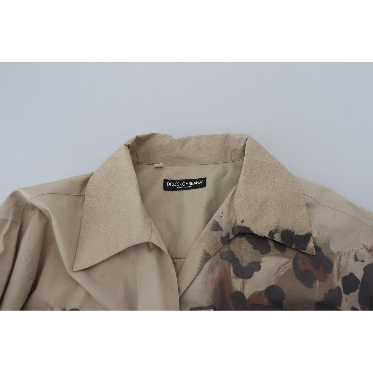 Dolce & Gabbana Beige Camouflage Cotton Long Sleeves Shirt TSH83168 - 40