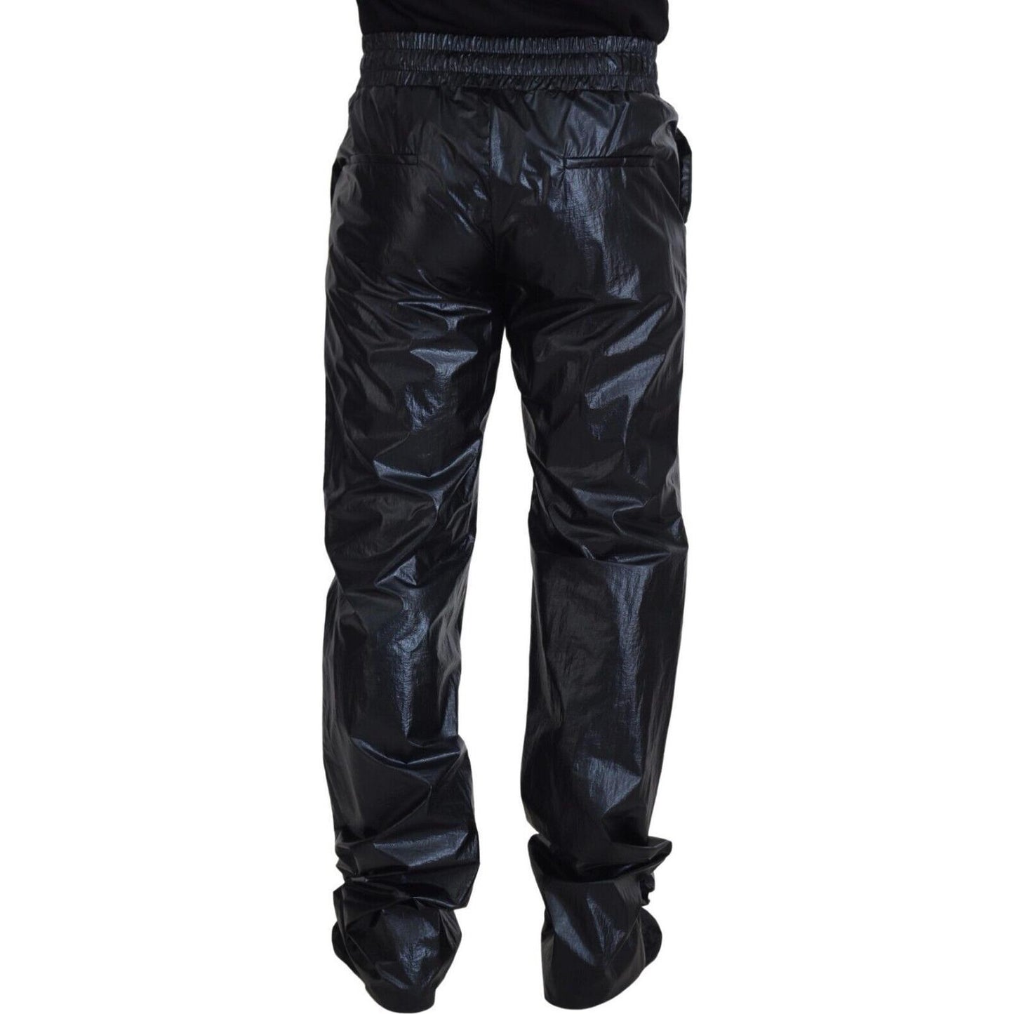 Dolce & Gabbana Black Shining Drawstring Trouser Nylon Pants PAN74254 - 48