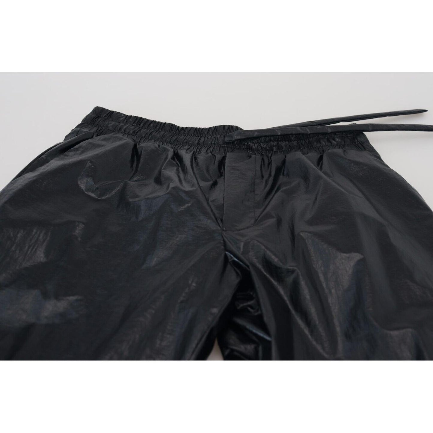 Dolce & Gabbana Black Shining Drawstring Trouser Nylon Pants PAN74254 - 48