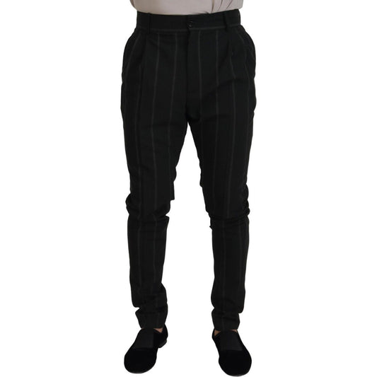 Dolce & Gabbana Black Striped Men Trousers Cotton Pants PAN74384 - 48