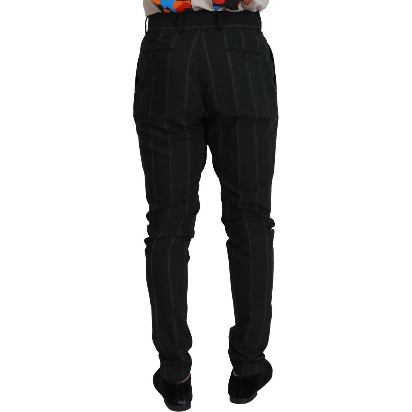 Dolce & Gabbana Black Striped Men Trousers Cotton Pants PAN74384 - 48