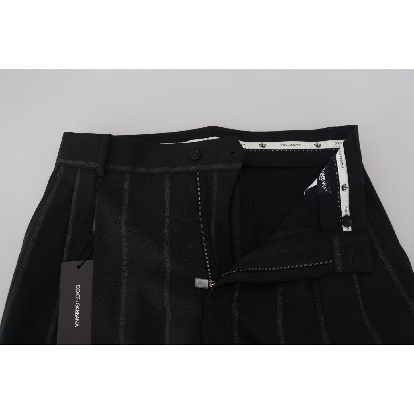 Dolce & Gabbana Black Striped Men Trousers Cotton Pants PAN74384 - 48