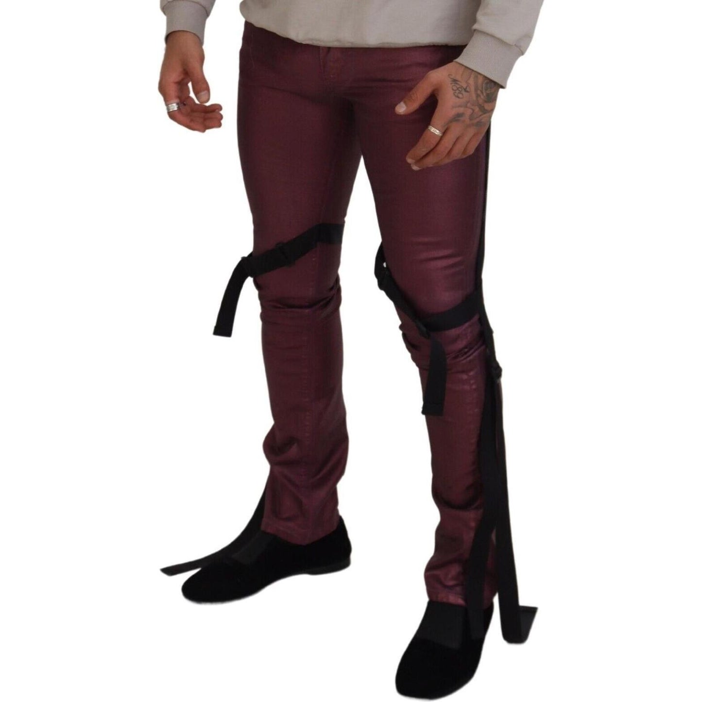 Dolce & Gabbana Magenta Cotton Men Casual Harness Denim Jeans PAN74381 - 48