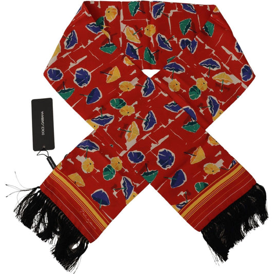 Dolce & Gabbana Multicolor DG Umbrellas Print Shawl Fringe Scarf MS6209