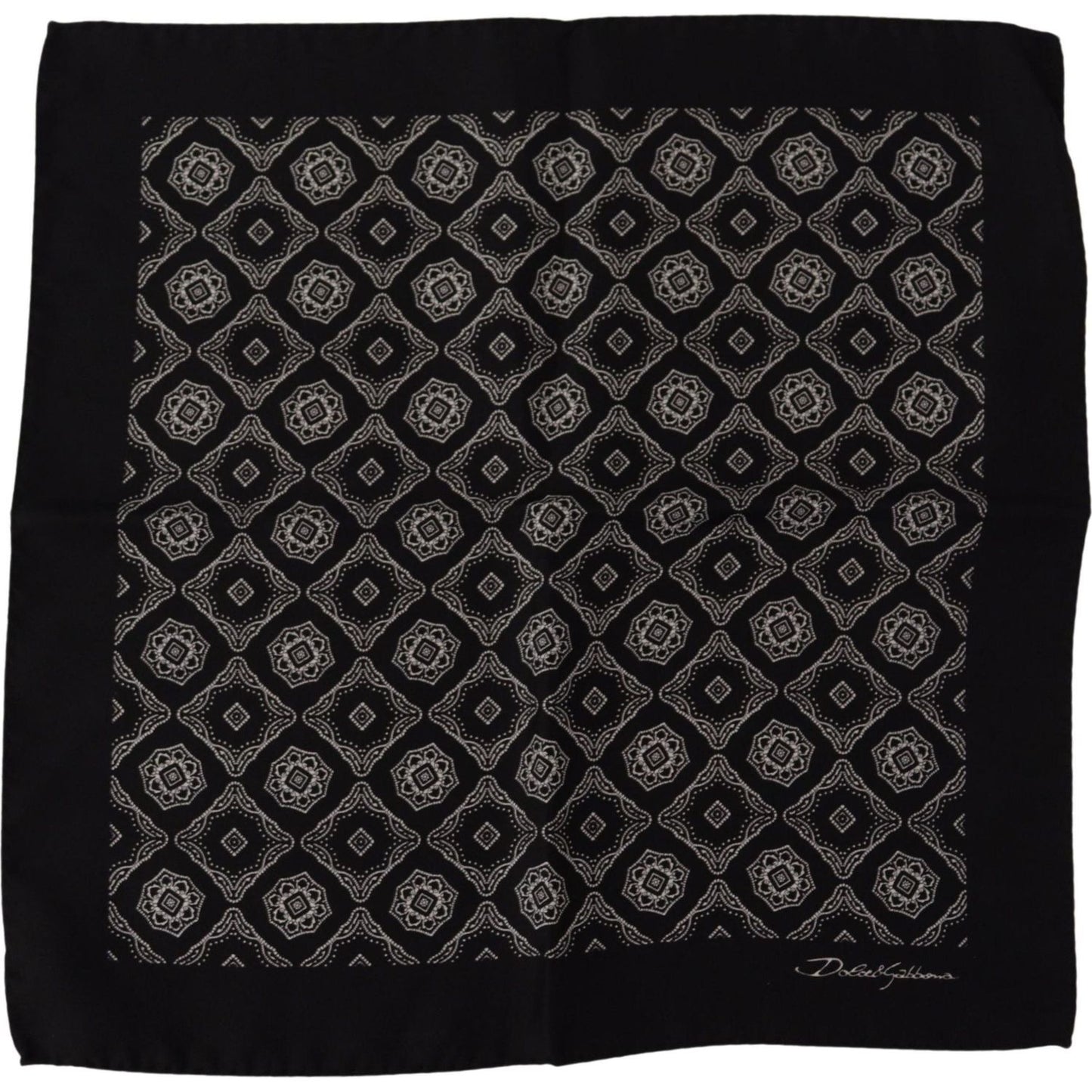 Dolce & Gabbana Black Geometric Patterned Square Handkerchief Scarf