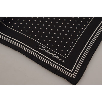 Dolce & Gabbana Black Polka Dots DG Logo Square Handkerchief